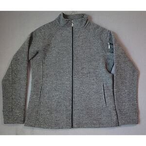 Straight Down Wool Blend Jacket Gray Full Zip Women’s L Embroidered Logo EUC